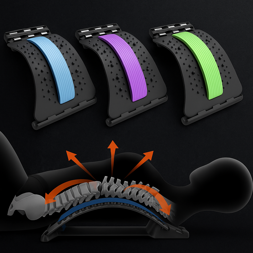 Adjustable Back Stretcher – Multi-Level Lumbar & Cervical Support for Spine Relief and Fitness