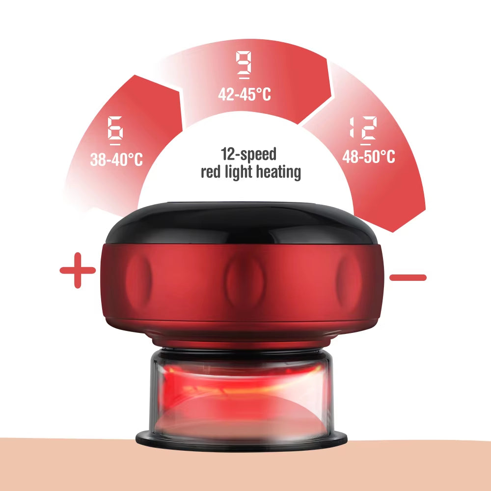 Smart Cupping Massage Machine 12/6 Levels Vacuum Suction Cup Chinese Meridian Cans Infrared Heating Jars Body Scraping Cellulite