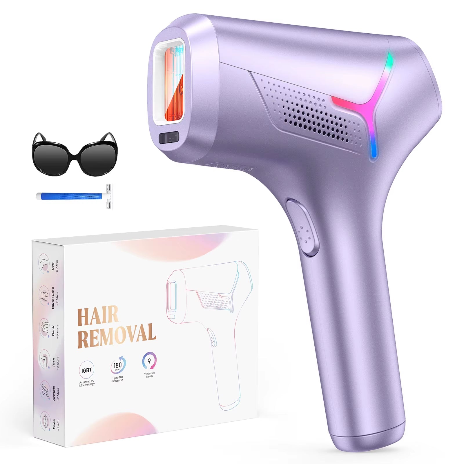 Laser Hair Removal IPL Device 999900 Flashes Dual Flashes Mode 3 Weeks Visible for Women Men Home Laser Quick Safe Treament