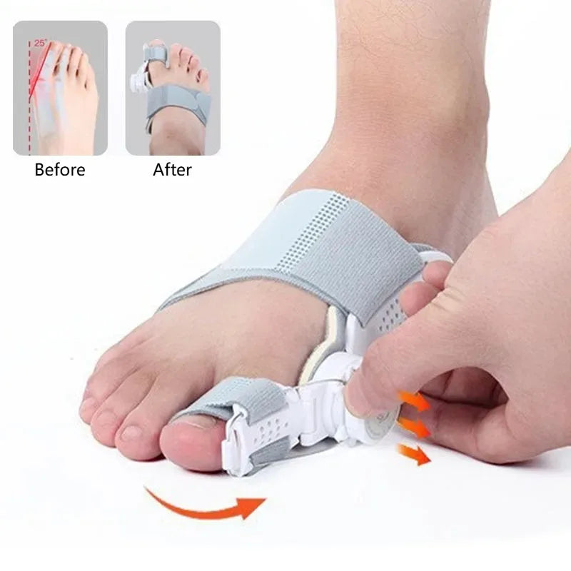 Bunion Corrector Unisex Big Toe Orthopedic Toe Straightener Anti-Slip Heel Strap for Left & Right Feet Rotatable Toe Separator