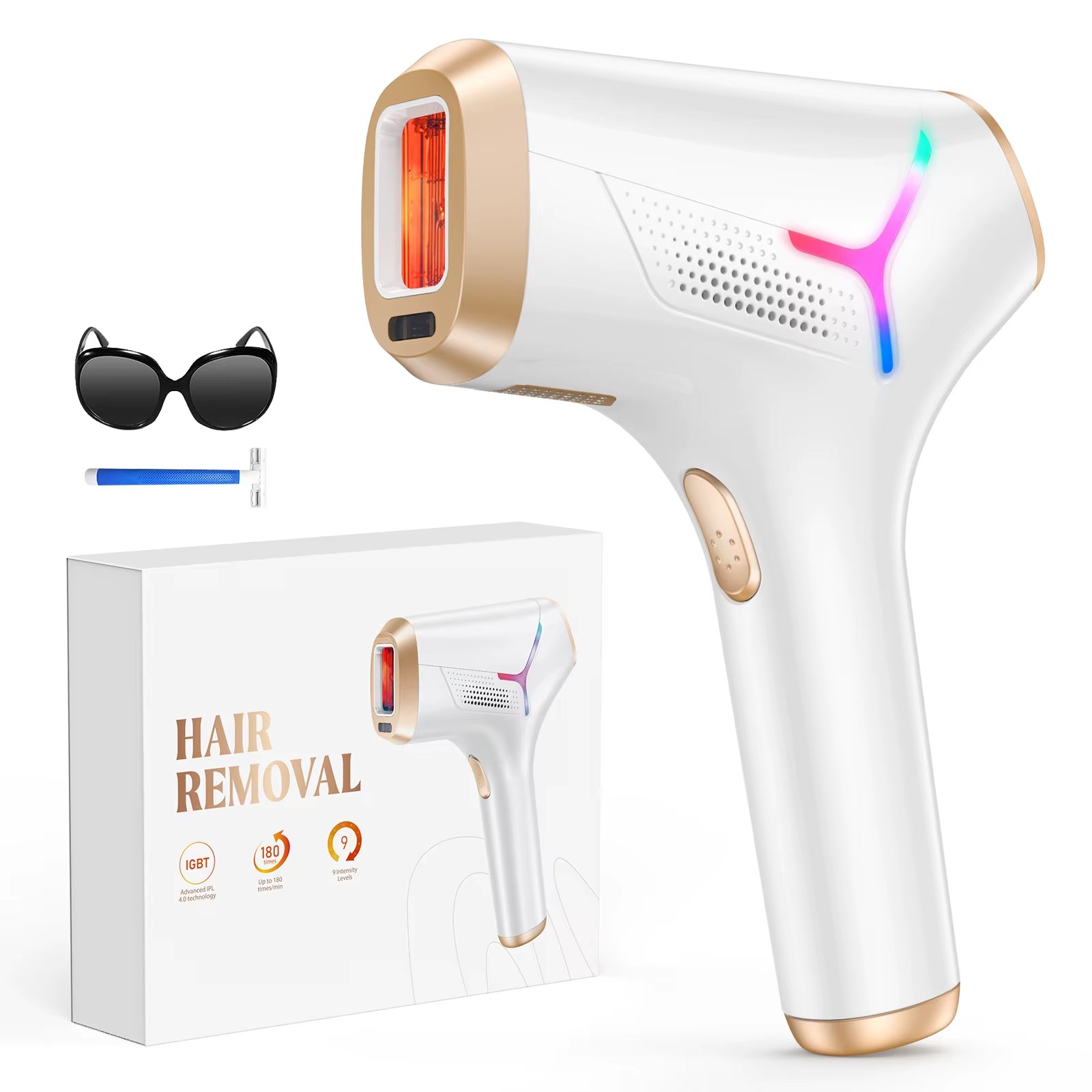 Laser Hair Removal IPL Device 999900 Flashes Dual Flashes Mode 3 Weeks Visible for Women Men Home Laser Quick Safe Treament